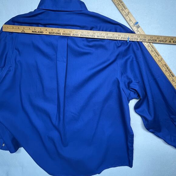 Lands End Outfitters Mens 2XL Button Down Shirt Royal Blue L/S 100% Cotton 2018 - Picture 8 of 12